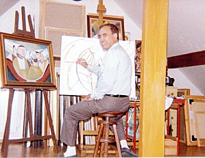 L'artiste peintre FONTANA Joseph dans son atelier
